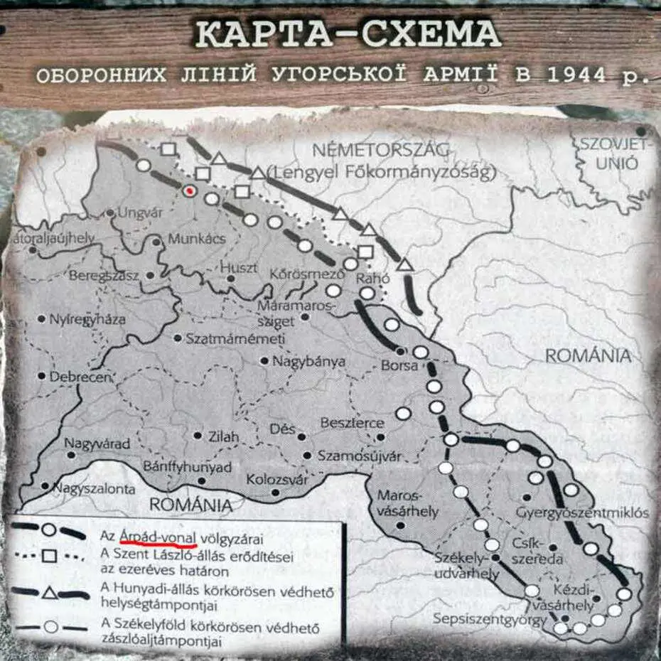 Карта-схема оборонних ліній угорської армії в 1944 р.